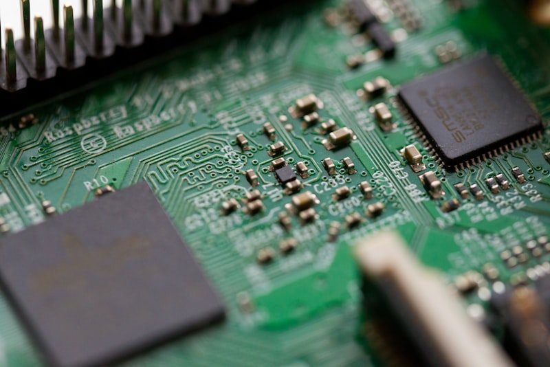 Raspberry Pi PCB showing dense SMD components and silkscreen
